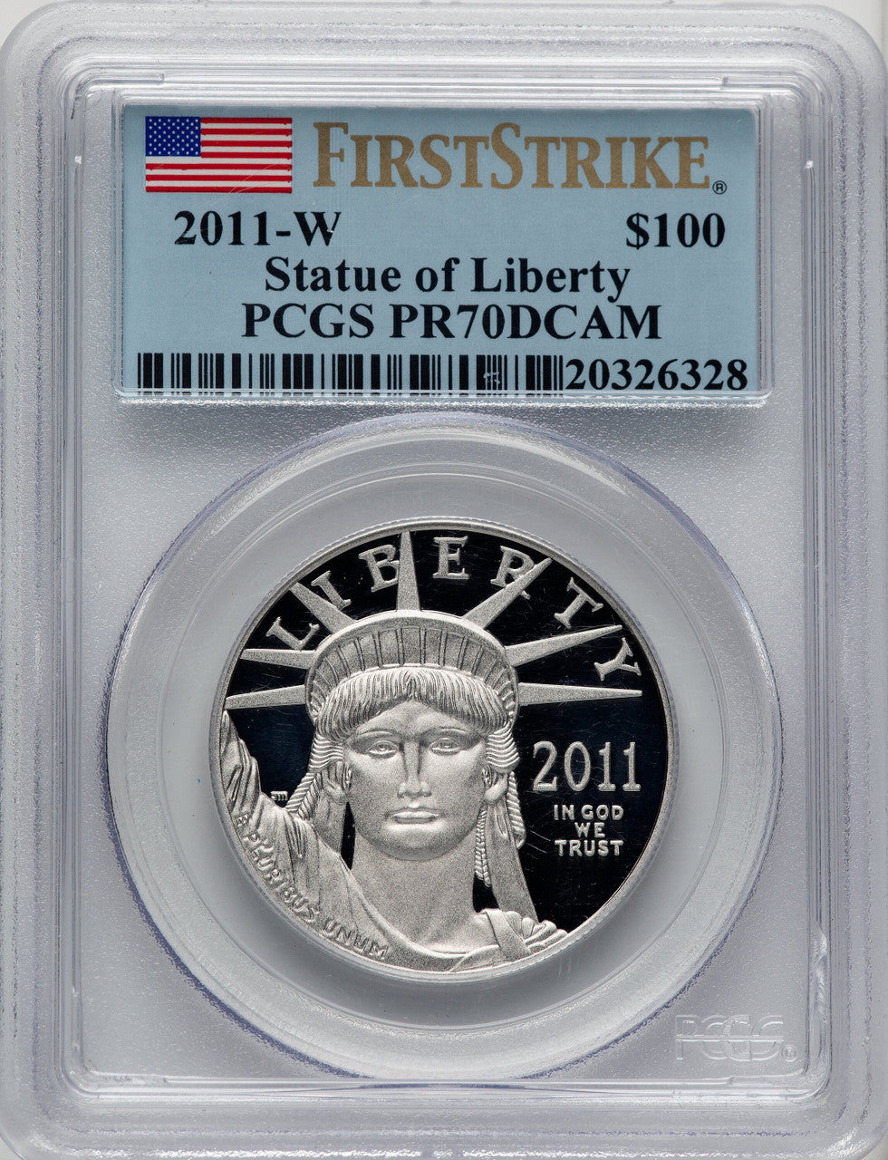 2011-W $100 One-Ounce Platinum Eagle First Strike FS Flag PCGS PR70