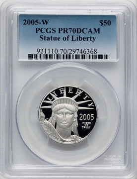 2005-W $50 Platinum Eagle Statue of Liberty PCGS PR70