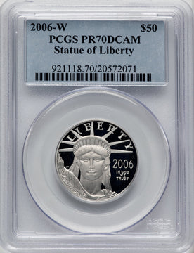 2006-W $50 Half-Ounce Platinum Eagle Statue of Liberty Blue Gradient PCGS PR70 (773265035)