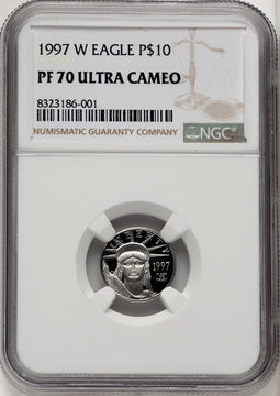 1997-W $10 Tenth-Ounce Platinum Brown Label NGC PF70 (767908007)