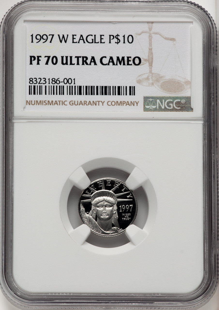 1997-W $10 Tenth-Ounce Platinum Brown Label NGC PF70 (767908007)