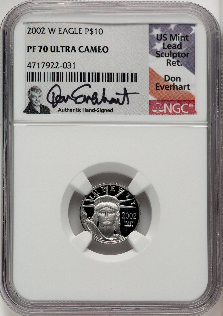 2002-W $10 Tenth-Ounce Platinum Eagle Don Everhart NGC PF70