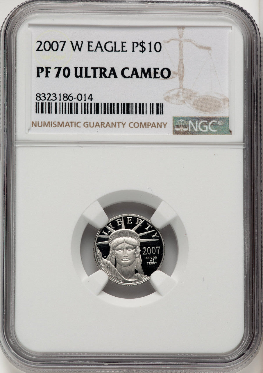 2007-W $10 Tenth-Ounce Platinum Eagle Brown Label NGC PF70 (767908006)