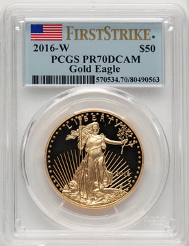 2016-W 1 oz Gold Eagle First Strike FS Flag PCGS PR70