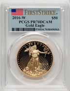 2016-W 1 oz Gold Eagle First Strike FS Flag PCGS PR70