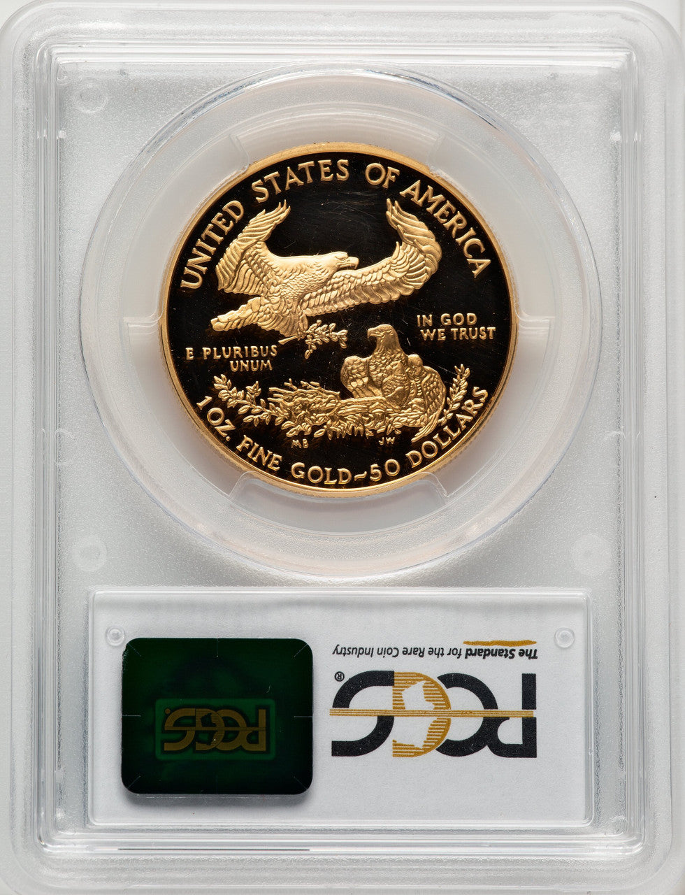 2000-W $50 One-Ounce Gold Eagle Blue Gradient PCGS PR70