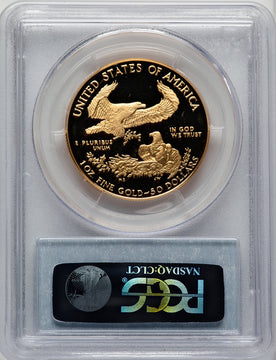 1986-W $50 One-Ounce Gold Eagle Blue Gradient PCGS PR70