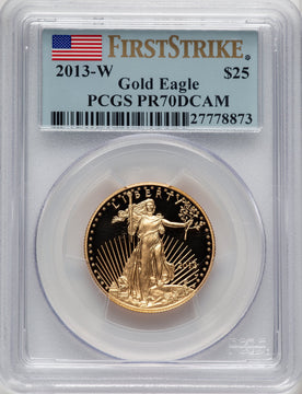 2013-W $25 Half-Ounce Gold Eagle First Strike FS Flag PCGS PR70
