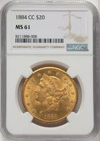 1884-CC $20 Liberty Double Eagle NGC MS61 (771939068)