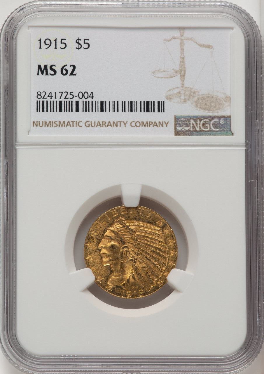 1915 $5 Indian Half Eagle NGC MS62 (772273005)