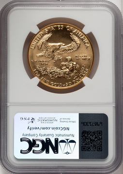 1987 $50 One-Ounce Gold Eagle Mike Castle NGC MS70 (518842028)