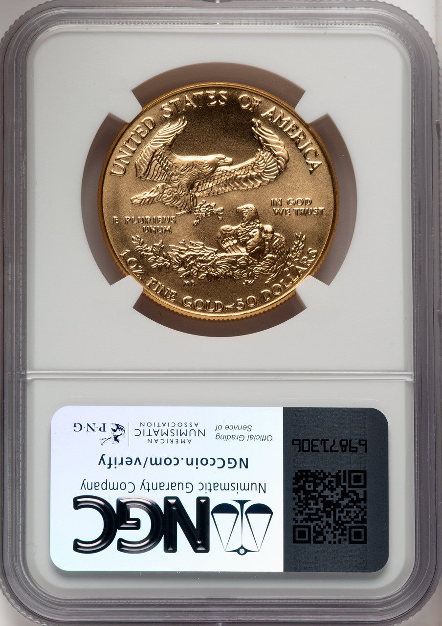 1987 $50 One-Ounce Gold Eagle Mike Castle NGC MS70 (518842028)