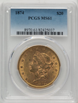 1874 $20 Liberty Double Eagle PCGS MS61 (771831017)
