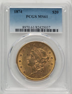 1874 $20 Liberty Double Eagle PCGS MS61 (771831017)