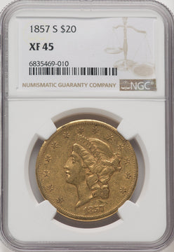 1857-S $20 Liberty Double Eagle NGC XF45 (771041005)