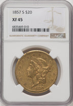 1857-S $20 Liberty Double Eagle NGC XF45 (771041005)
