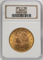 1892-S $20 Liberty Double Eagle NGC MS63