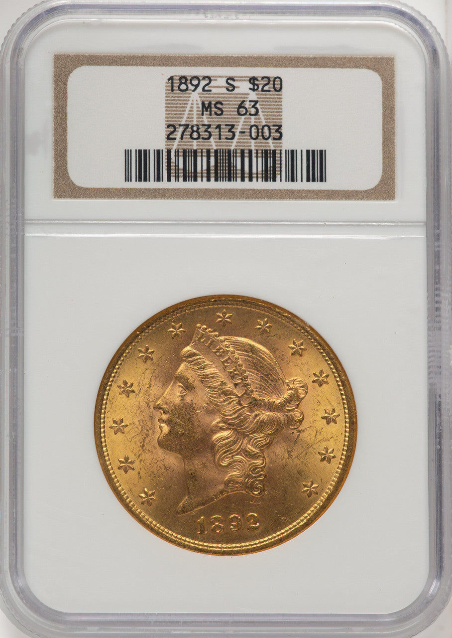 1892-S $20 Liberty Double Eagle NGC MS63