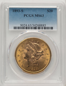 1893-S $20 Liberty Double Eagle PCGS MS63 (506895053)
