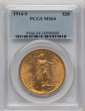 1914-S $20 Saint-Gaudens Double Eagle PCGS MS64
