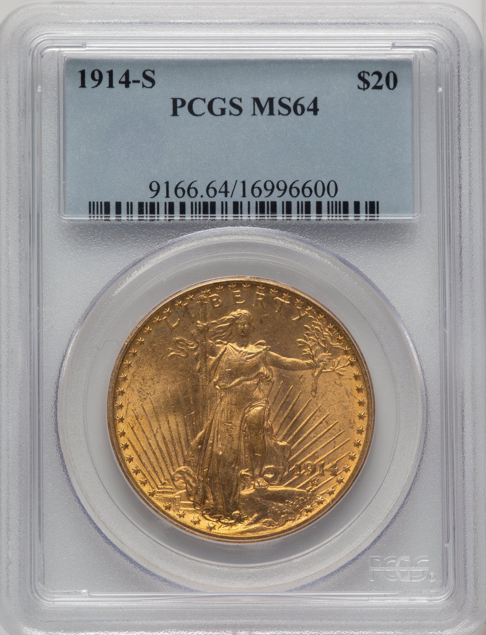 1914-S $20 Saint-Gaudens Double Eagle PCGS MS64