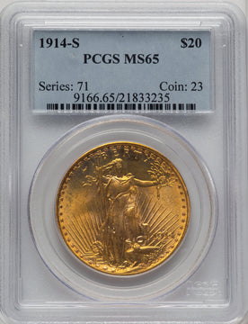 1914-S $20 Saint-Gaudens Double Eagle PCGS MS65 (505886006)