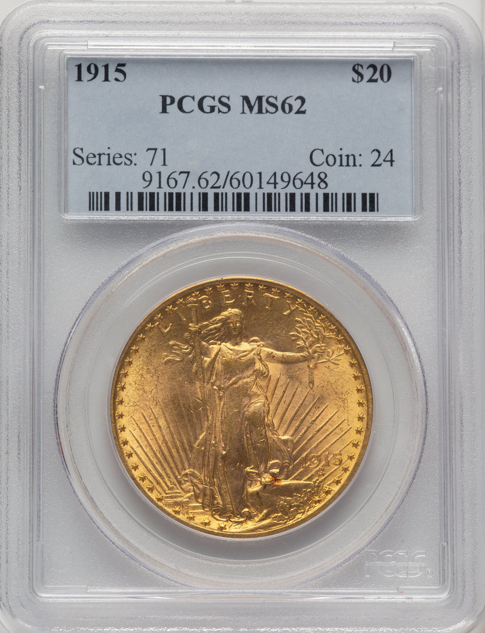 1915 $20 Saint-Gaudens Double Eagle PCGS MS62 (773194058)