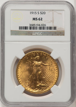 1915-S $20 Saint-Gaudens Double Eagle NGC MS62 (505886100)
