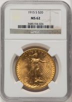 1915-S $20 Saint-Gaudens Double Eagle NGC MS62 (505886100)