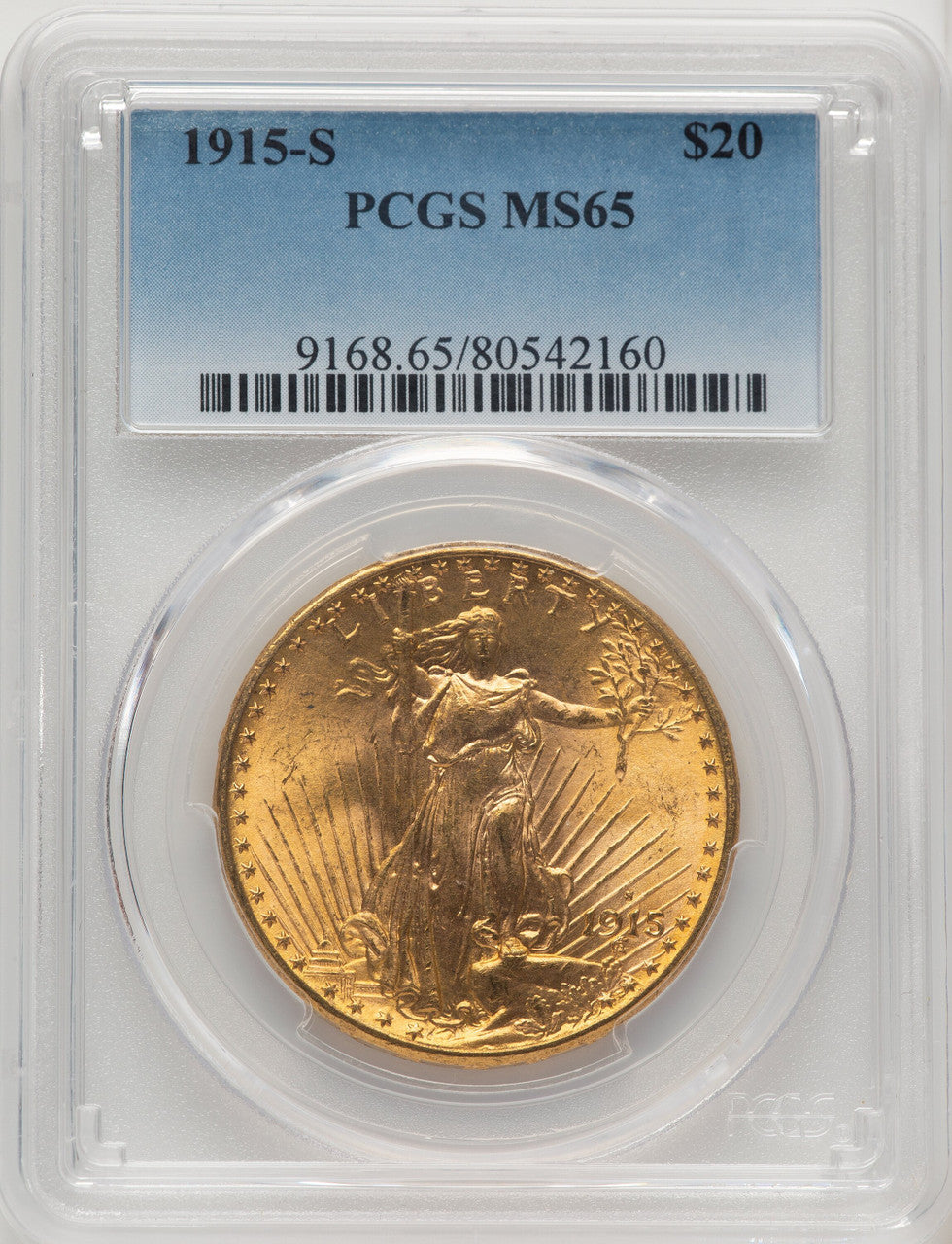 1915-S $20 Saint-Gaudens Double Eagle PCGS MS65 (505886102)