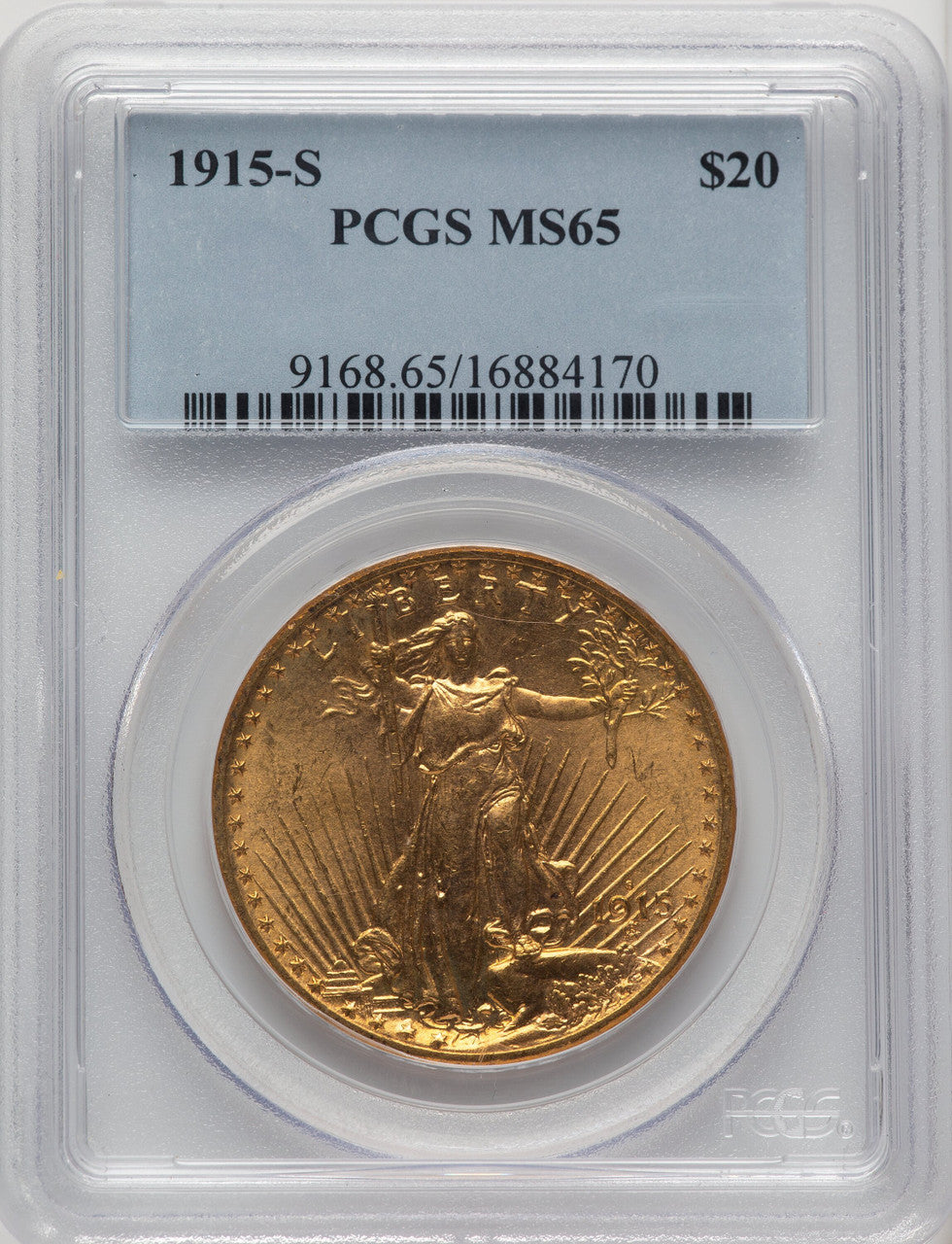 1915-S $20 Saint-Gaudens Double Eagle PCGS MS65 (773018003)