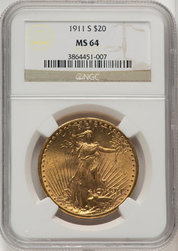 1911-S $20 Saint-Gaudens Double Eagle NGC MS64 (505886007)
