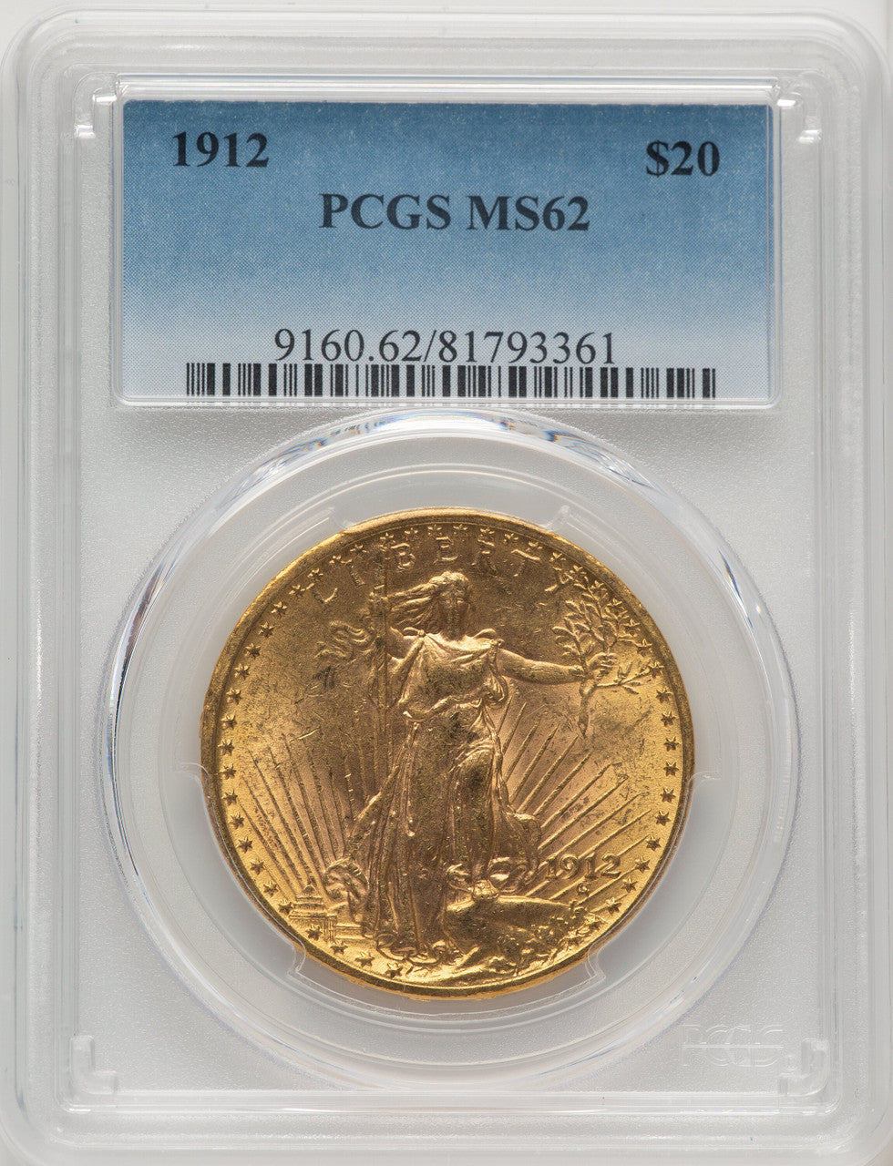 1912 $20 Saint-Gaudens Double Eagle PCGS MS62 (772673085)