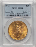 1912 $20 Saint-Gaudens Double Eagle PCGS MS64 (773039010)