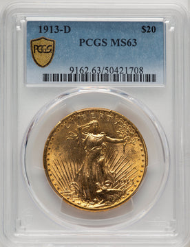 1913-D $20 Saint-Gaudens Double Eagle PCGS MS63 (506732001)
