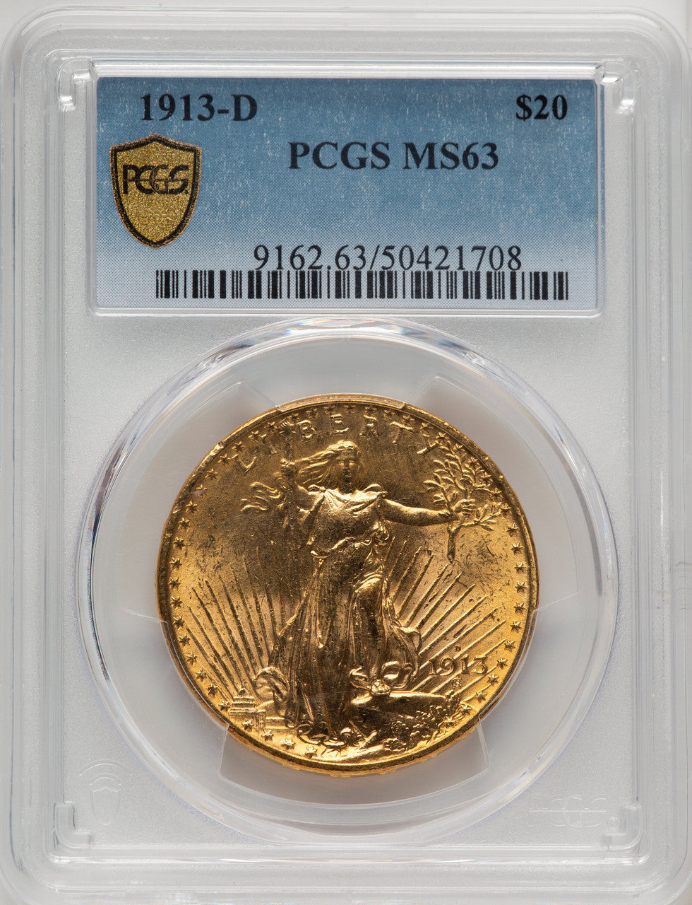 1913-D $20 Saint-Gaudens Double Eagle PCGS MS63 (506732001)