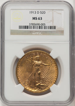 1913-D $20 Saint-Gaudens Double Eagle NGC MS63 (505886020)