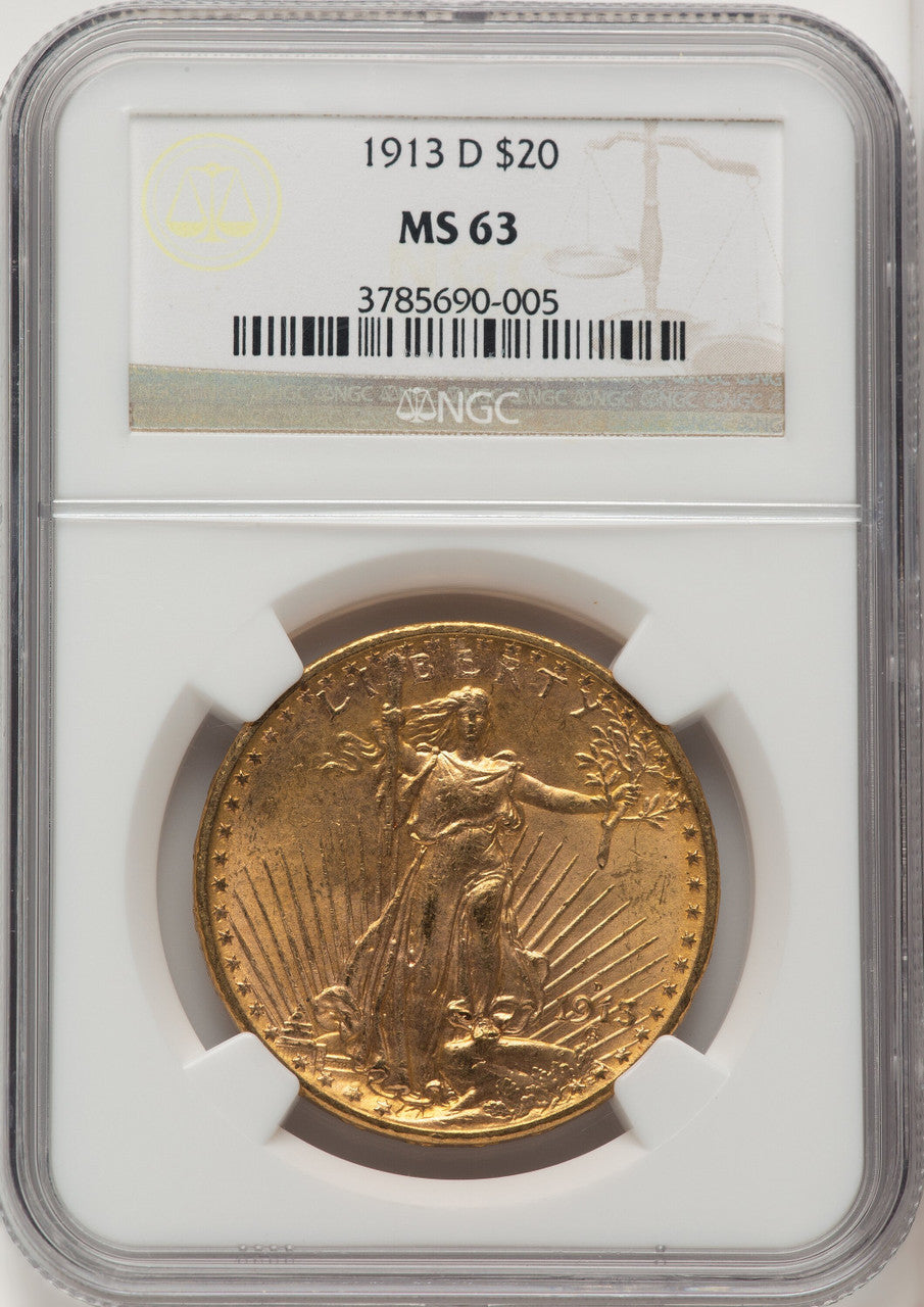 1913-D $20 Saint-Gaudens Double Eagle NGC MS63 (505886020)