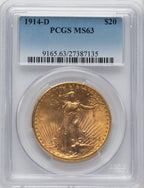 1914-D $20 Saint-Gaudens Double Eagle PCGS MS63 (505886027)