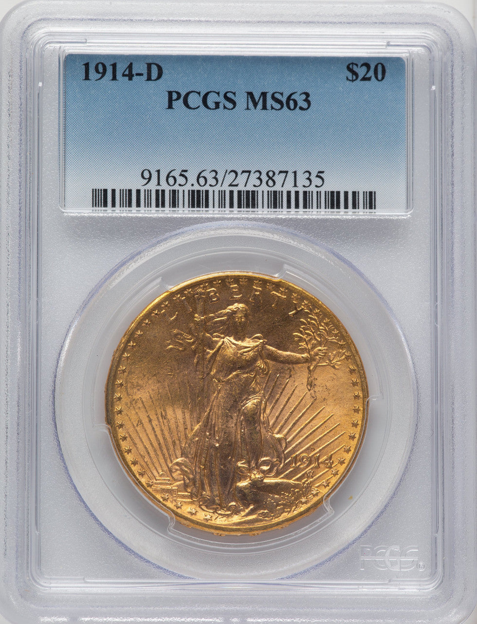 1914-D $20 Saint-Gaudens Double Eagle PCGS MS63 (505886027)