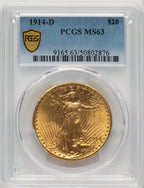 1914-D $20 Saint-Gaudens Double Eagle PCGS MS63