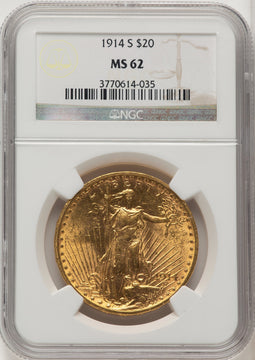 1914-S $20 Saint-Gaudens Double Eagle NGC MS62 (505886002)