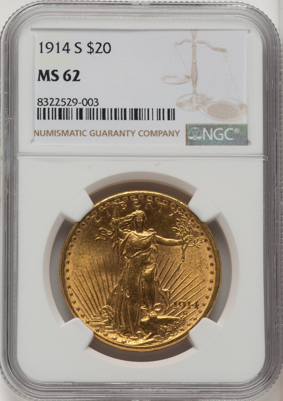 1914-S $20 Saint-Gaudens Double Eagle NGC MS62 (572258046)