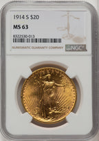 1914-S $20 Saint-Gaudens Double Eagle NGC MS63 (572256024)