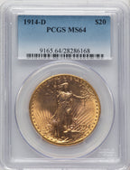 1914-D $20 Saint-Gaudens Double Eagle PCGS MS64 (505886026)