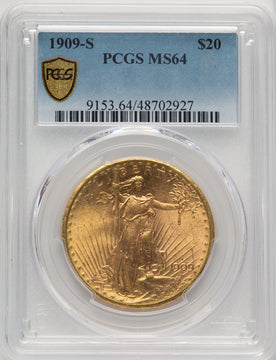 1909-S $20 Saint-Gaudens Double Eagle PCGS MS64 (177207002)