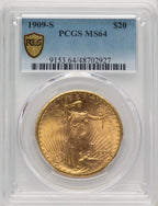 1909-S $20 Saint-Gaudens Double Eagle PCGS MS64 (177207002)