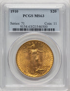 1910 $20 Saint-Gaudens Double Eagle PCGS MS63 (772673080)