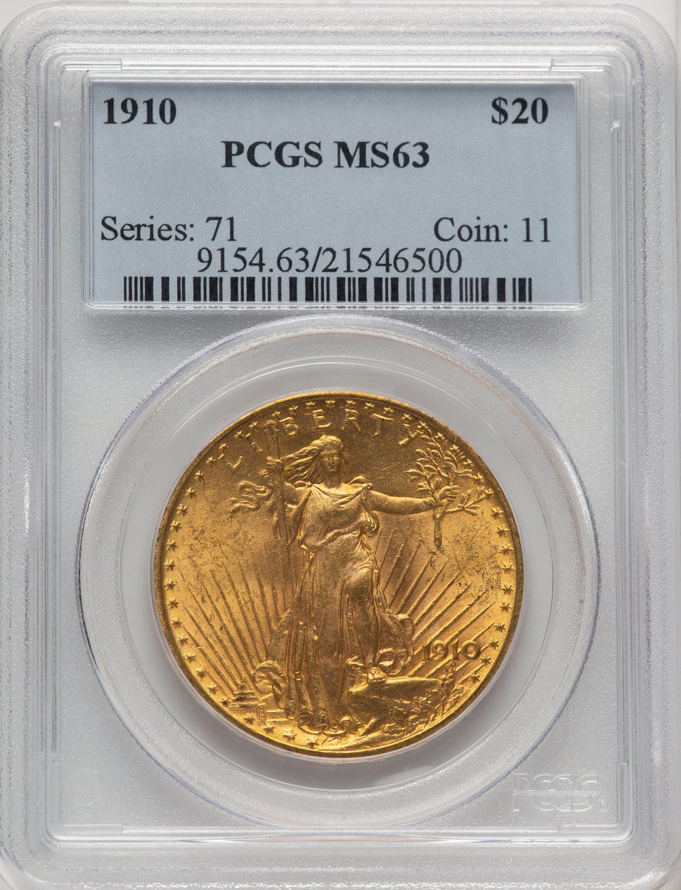 1910 $20 Saint-Gaudens Double Eagle PCGS MS63 (772673080)