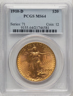 1910-D $20 Saint-Gaudens Double Eagle PCGS MS64 (506833017)